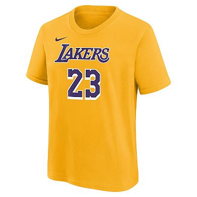 Youth LeBron James Gold Los Angeles Lakers Icon Name & Number T-Shirt