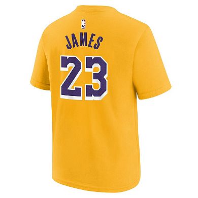 Youth LeBron James Gold Los Angeles Lakers Icon Name & Number T-Shirt