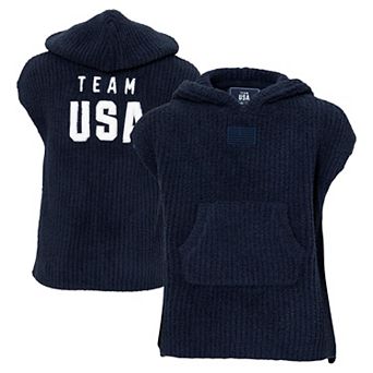 Youth ALPHA Navy Team USA Barefoot Dreams CozyChic Hooded Rib Cozy