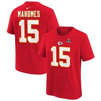 Youth Nike Patrick Mahomes Red Kansas City Chiefs Super Bowl LVIII Player Name & Number T-Shirt