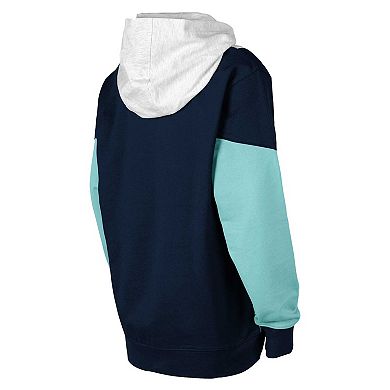 Youth Ash/Deep Sea Blue Seattle Kraken Champion League Fleece Pullover Hoodie