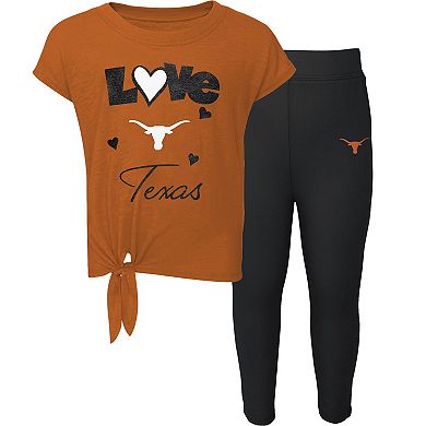 Preschool & Toddler Texas Orange/Black Texas Longhorns Forever Love T-Shirt & Leggings Set