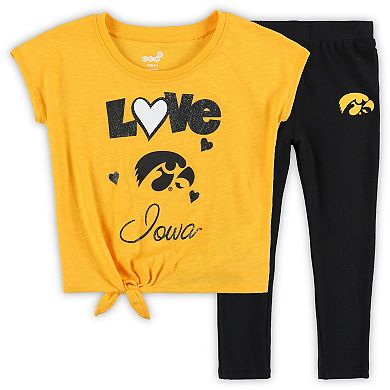Preschool & Toddler Gold/Black Iowa Hawkeyes Forever Love T-Shirt & Leggings Set