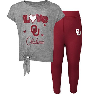 Preschool & Toddler Heathered Gray/Crimson Oklahoma Sooners Forever Love T-Shirt & Leggings Set