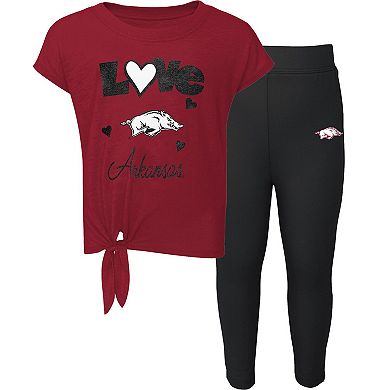 Preschool & Toddler Cardinal/Black Arkansas Razorbacks Forever Love T-Shirt & Leggings Set