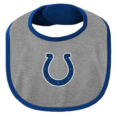 Newborn & Infant Royal/Gray Indianapolis Colts Little Champ Three-Piece Bodysuit Bib & Booties Set
