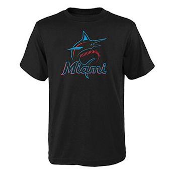 Youth Black Miami Marlins Logo Primary Team T-Shirt