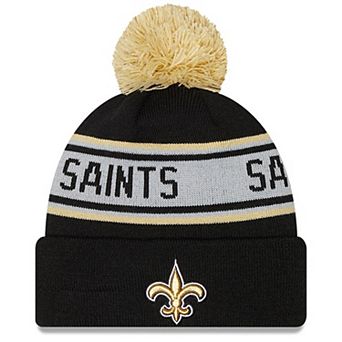 Youth New Era Black New Orleans Saints Repeat Cuffed Knit Hat with Pom