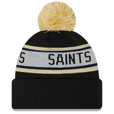 Youth New Era Black New Orleans Saints Repeat Cuffed Knit Hat with Pom