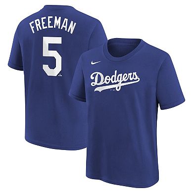 Youth Nike Freddie Freeman Royal Los Angeles Dodgers Home Player Name & Number T-Shirt
