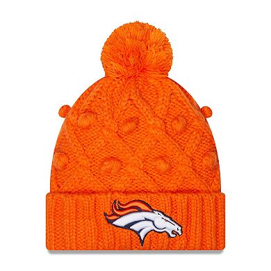 Girls Youth New Era Orange Denver Broncos Toasty Cuffed Knit Hat with Pom