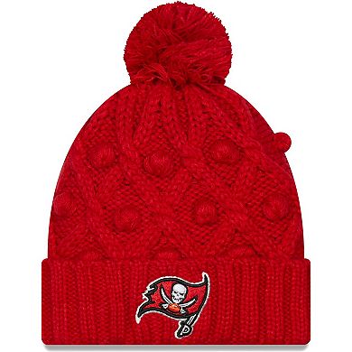 Girls Youth New Era Red Tampa Bay Buccaneers Toasty Cuffed Knit Hat with Pom