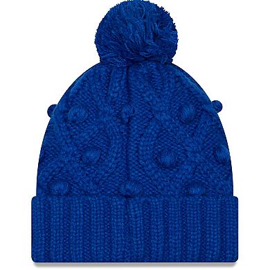 Girls Youth New Era Royal New York Giants Toasty Cuffed Knit Hat with Pom