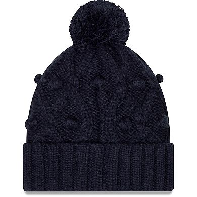 Girls Youth New Era Navy Chicago Bears Toasty Cuffed Knit Hat with Pom