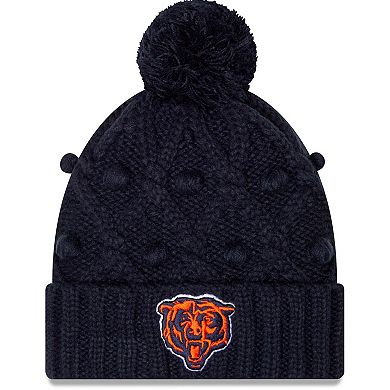 Girls Youth New Era Navy Chicago Bears Toasty Cuffed Knit Hat with Pom