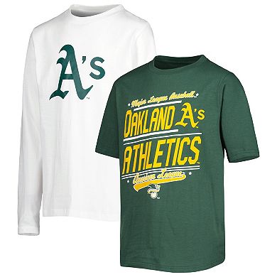 Youth Stitches Green/White Oakland Athletics Combo T-Shirt Set