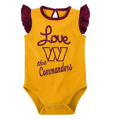 Girls Newborn & Infant Burgundy/Gold Washington Commanders Spread the Love 2-Pack Bodysuit Set