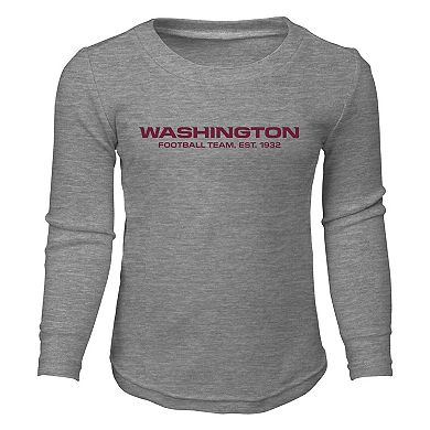 Preschool Heather Gray Washington Football Team Long Sleeve T-Shirt & Pants Sleep Set