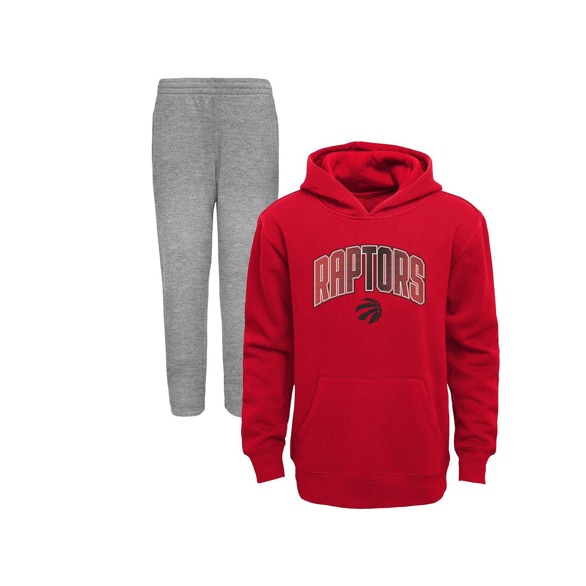 Preschool Red/Heather Gray Toronto Raptors Double Up Pullover Hoodie & Pant