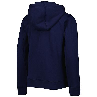 Youth Navy Atlanta Braves Wordmark Full-Zip Fleece Hoodie