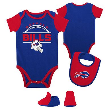 Newborn & Infant Royal/Red Buffalo Bills Home Field Advantage Three-Piece Bodysuit, Bib & Booties Set