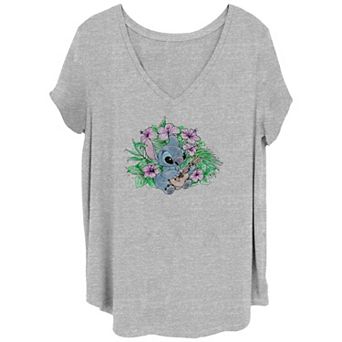 Disney's Lilo & Stitch Playing Ukulele Stitch Juniors' Plus Graphic Tee