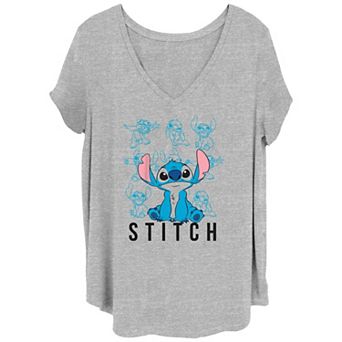 Disney's Lilo & Stitch Multi Poses Stitch Juniors' Plus Graphic Tee