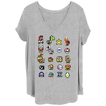 Juniors' Plus Size Super Mario Bros Classic Characters Graphic Tee