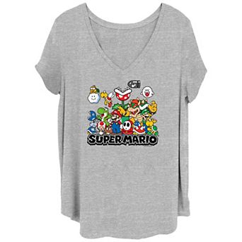 Juniors' Plus Size Super Mario Bros Friends And Foes Group Graphic Tee