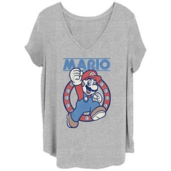 Juniors' Plus Size Super Mario Bros Coins Stamp Graphic Tee
