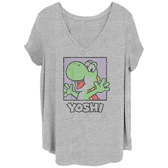 Juniors' Plus Size Super Mario Bros Happy Yoshi Graphic Tee