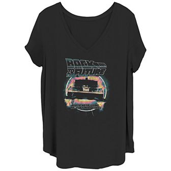 Juniors' Plus Size Back To The Future DeLorean Stamp Graphic Tee