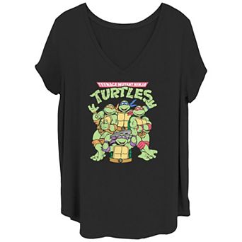 Juniors' Plus Size Teenage Mutant Ninja Turtles Group Poster Graphic Tee
