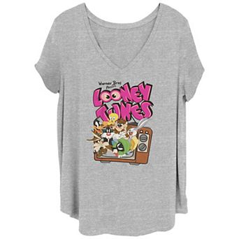 Juniors' Plus Size Looney Tunes Popping Out The TV Graphic Tee