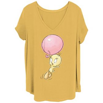 Juniors' Plus Size Looney Tunes Tweety Flying Ballon Graphic Tee