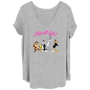 Juniors' Plus Size Looney Tunes That's All Folks Group Graphic Tee