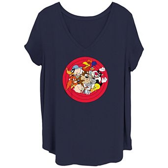 Juniors' Plus Size Looney Tunes Tight Happy Group Graphic Tee