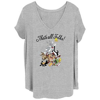 Juniors' Plus Size Looney Tunes That's All Folks Pyramid Graphic Tee