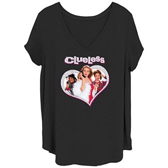 Juniors' Plus Clueless Sparkle V-Neck Graphic Tee