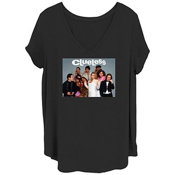 Juniors' Plus Clueless Cast Group V-Neck Graphic Tee