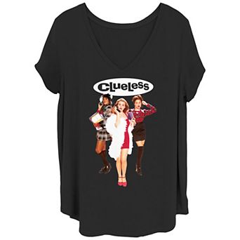 Juniors' Plus Clueless Trio Cutout V-Neck Graphic Tee