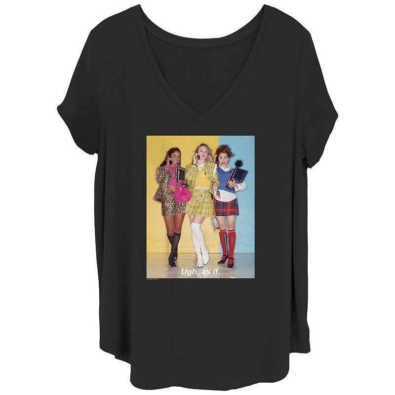Juniors' Plus Clueless As If Photo V-Neck Graphic Tee, Women's,