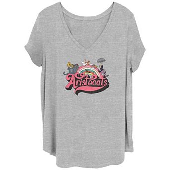 Disney's The Aristocats Rainbow Cats Juniors' Plus V-Neck Graphic Tee