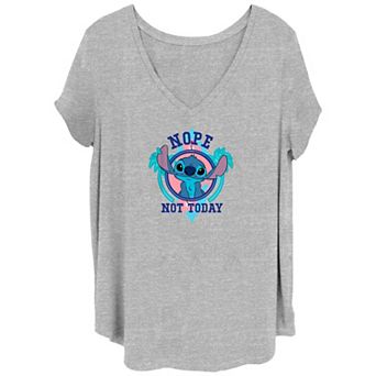 Disney's Lilo & Stitch Nope Not Today Stitch Juniors' Plus Graphic Tee