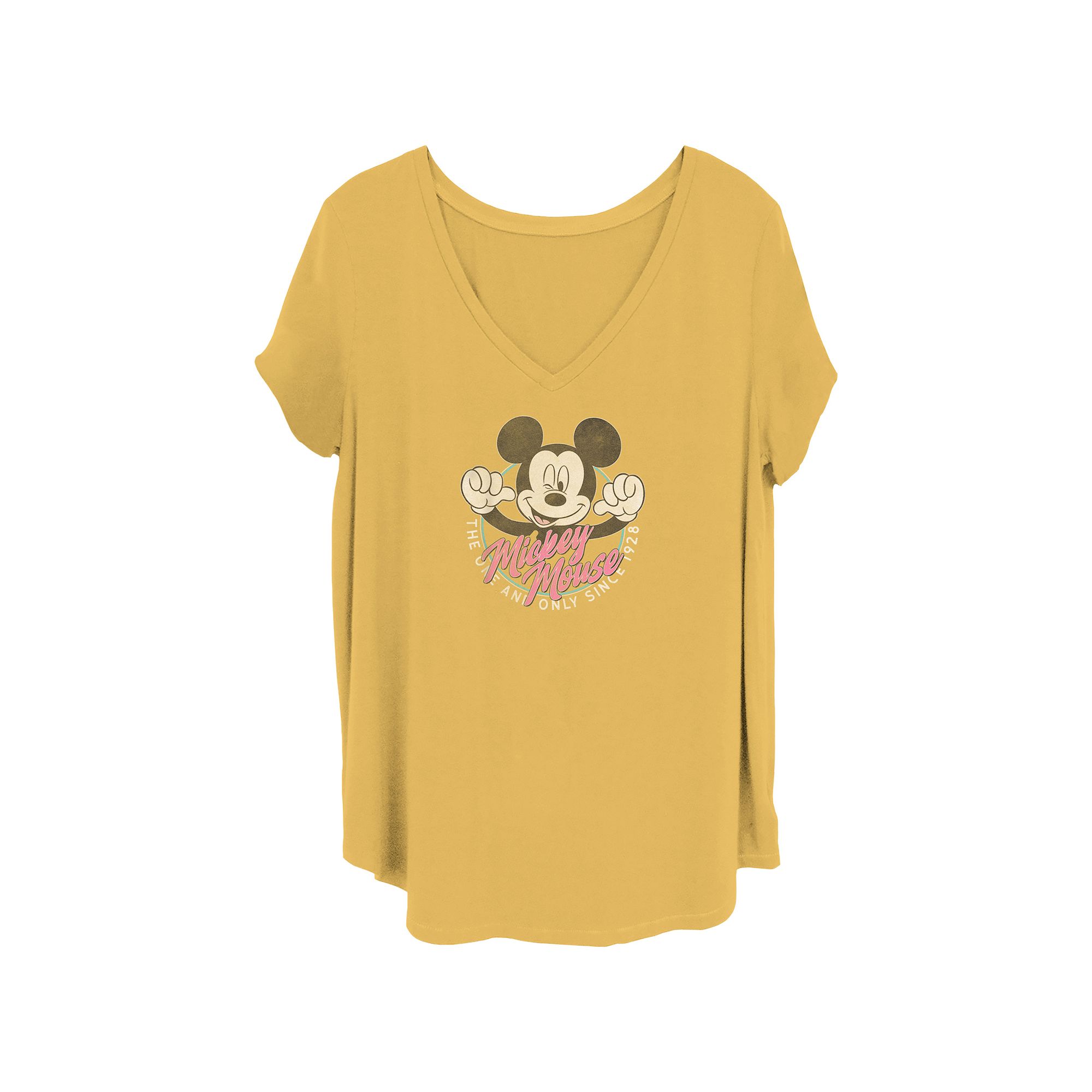 Disneys Mickey Mouse The One And Only Juniors Plus Graphic Tee, Womens, 