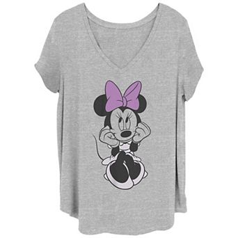 Disney's Minnie Mouse Purple Bow Cute Pose Juniors' Plus Size Graphic Tee