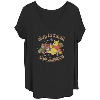 Disney's Winnie The Pooh Smell The Flowers Winnie Juniors' Plus Graphic Tee