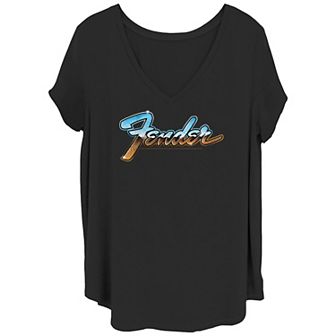 Juniors' Plus Fender Chrome Graphic Tee