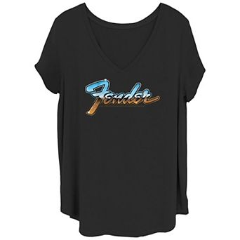 Juniors' Plus Fender Chrome Graphic Tee