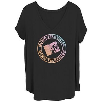 Juniors' Plus Size Circular Slant Logo Graphic Tee